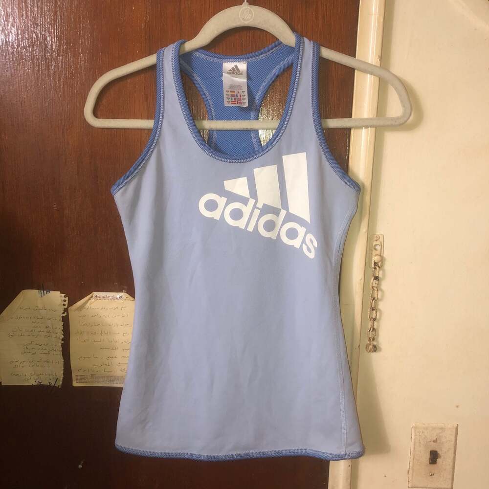 Adidas Women Blue Active Racerback Tank Top Size Small